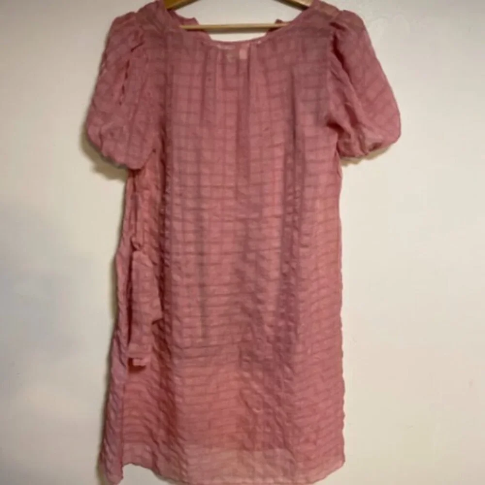Caslon Pink Check Dusty Rose Textured Midi Dress - Size S - Picture 7 of 9